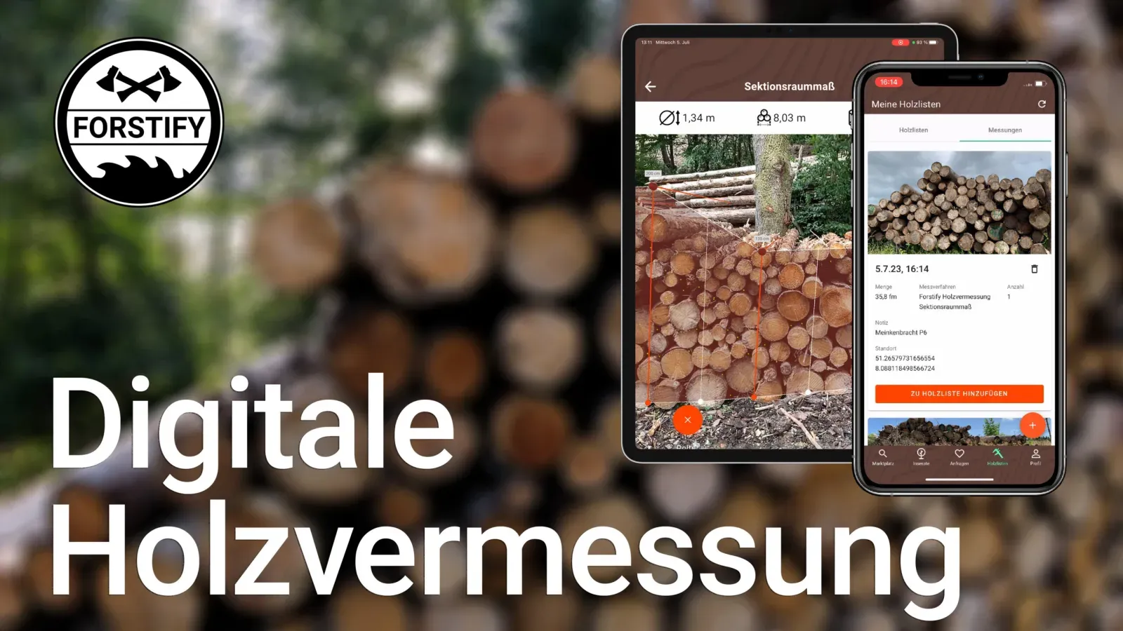 Holzvermessung per Kamera am Polter