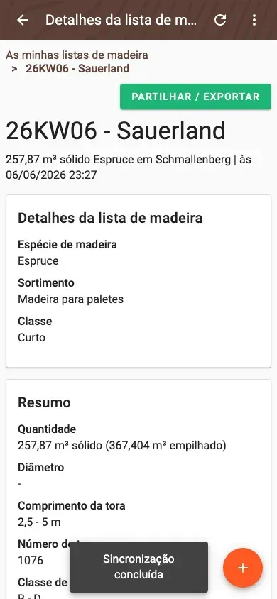 Wood-list detail with summary and pile overview