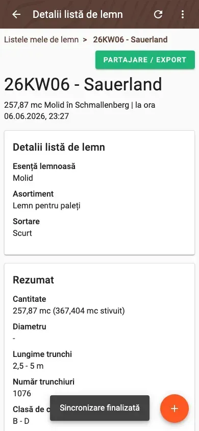 Wood-list detail with summary and pile overview