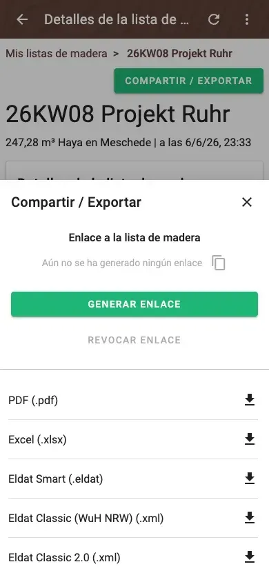 Exportación con ELDAT Classic (WuH NRW)