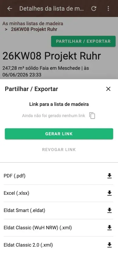 Exportação com ELDAT Classic (WuH NRW)