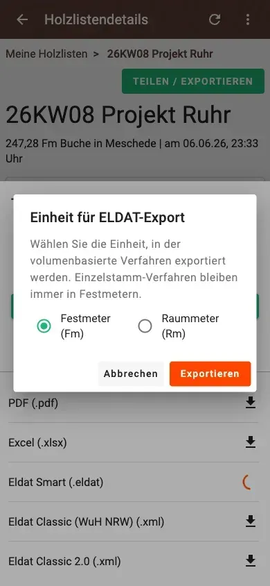 Hinweisdialog beim ELDAT-smart-Export