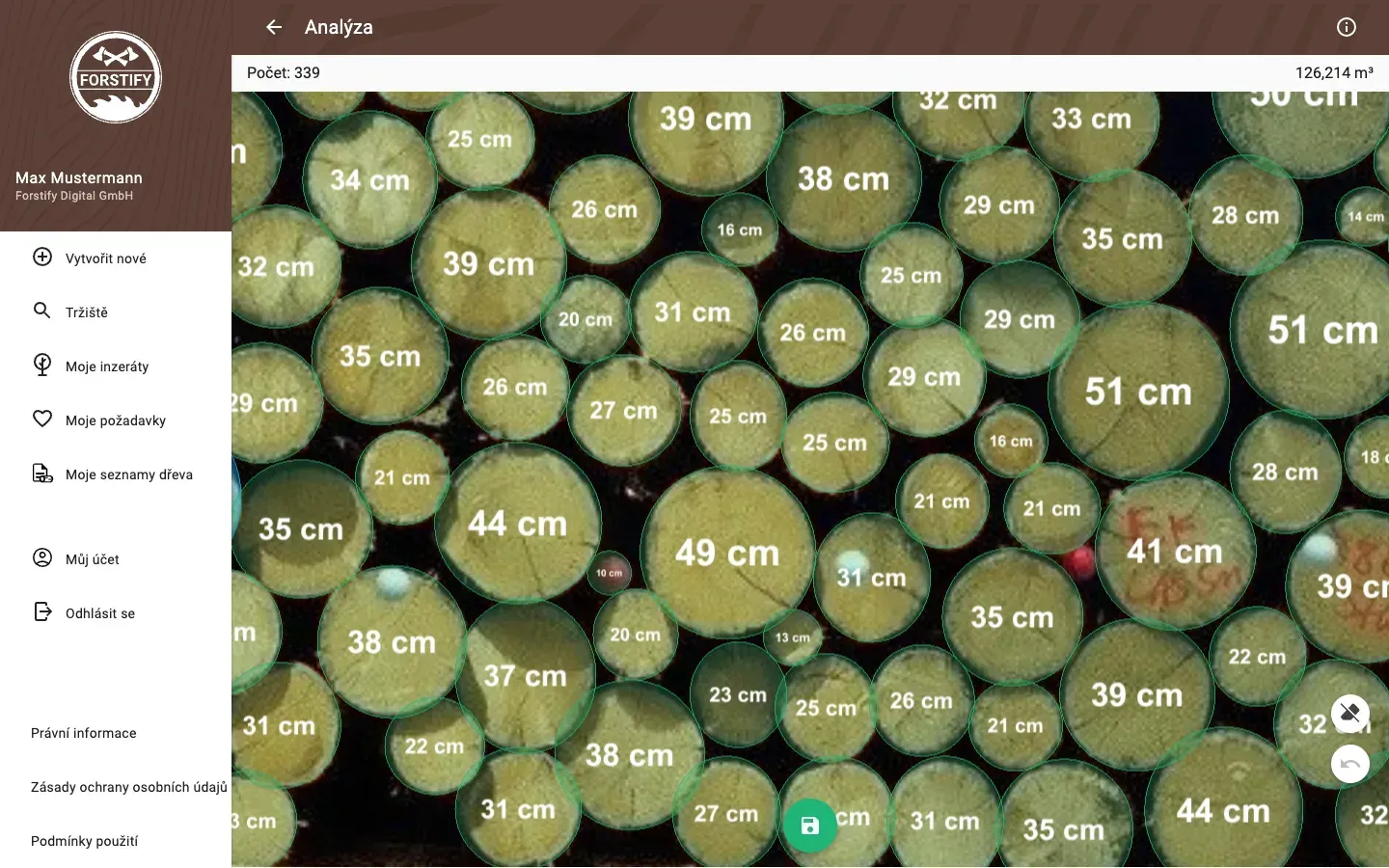 Forstify Measurement – AI-assisted log counting and measurement from a panorama photo