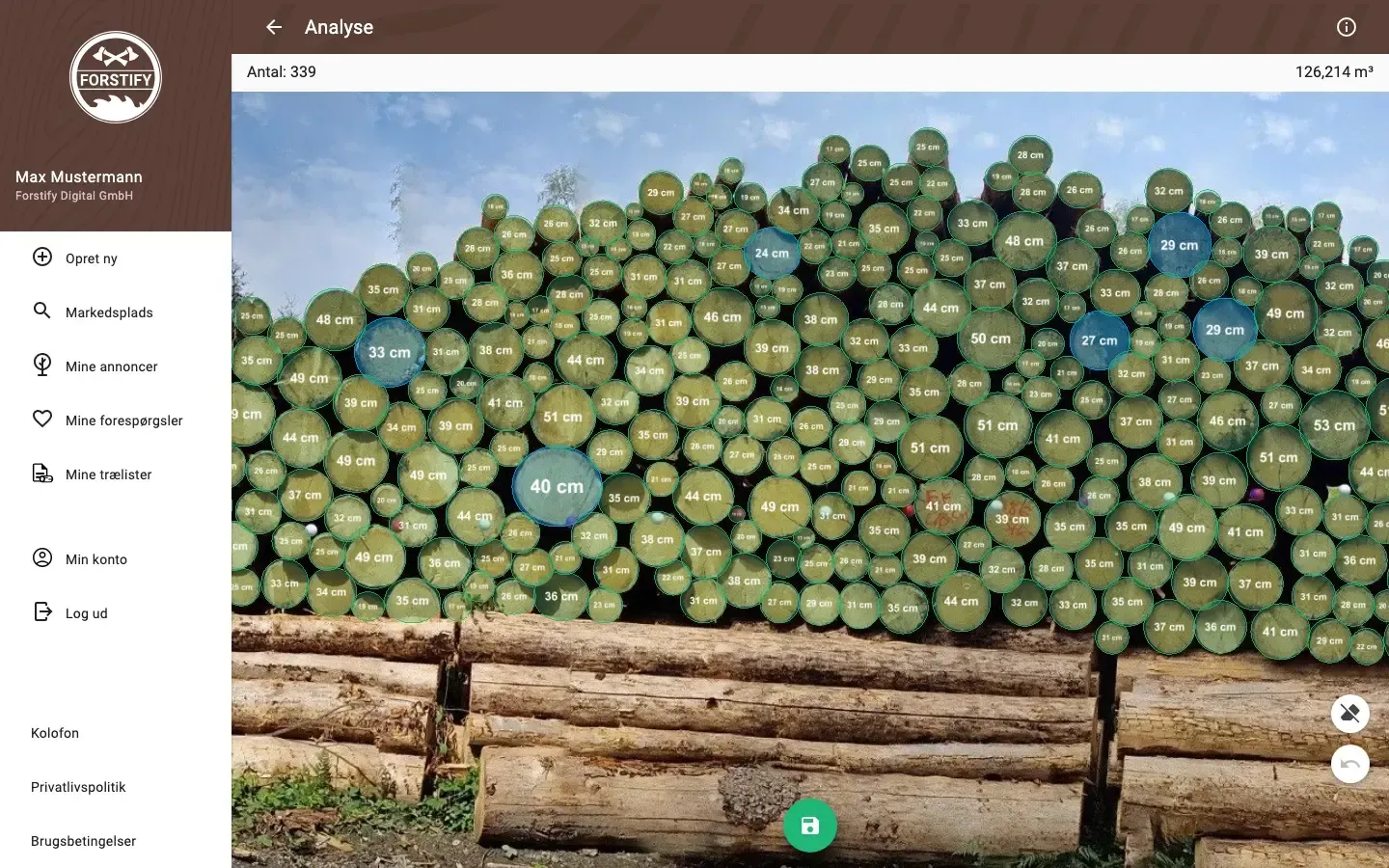 Forstify Measurement – AI-assisted log counting and measurement from a panorama photo