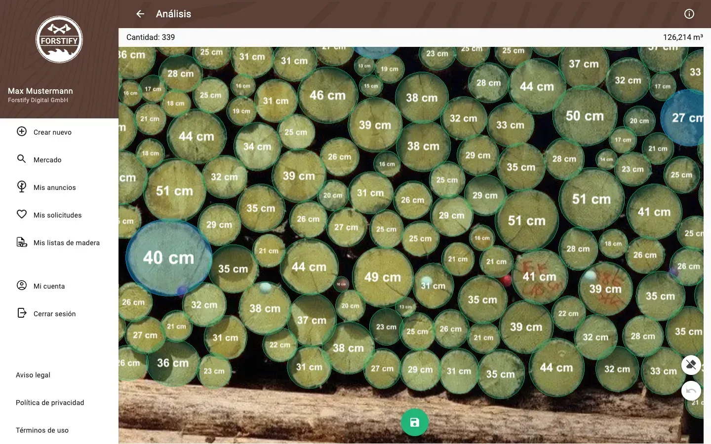 Forstify Measurement – AI-assisted log counting and measurement from a panorama photo