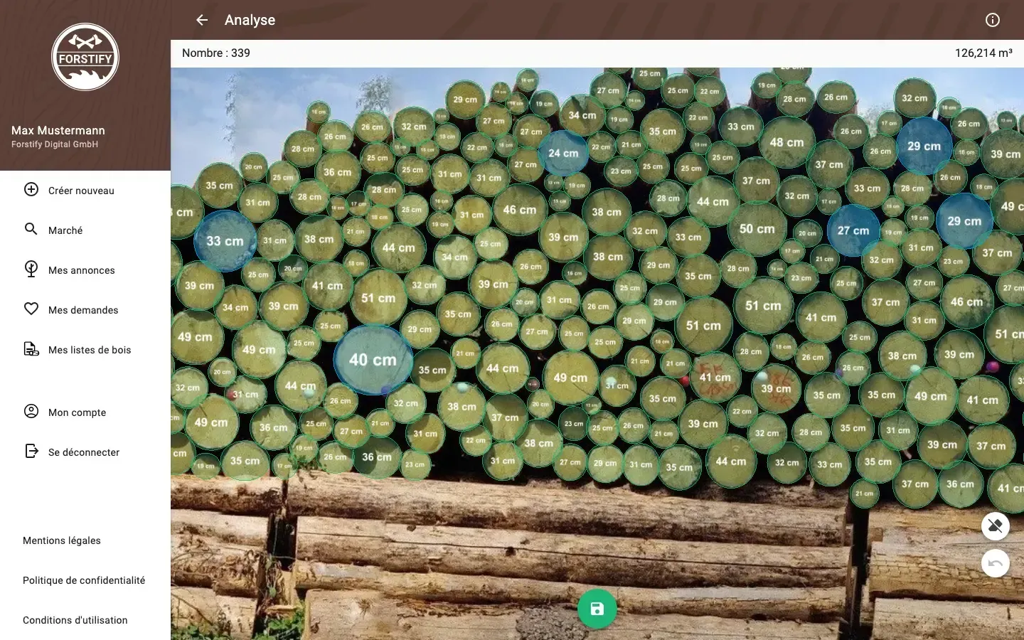 Forstify Measurement – AI-assisted log counting and measurement from a panorama photo