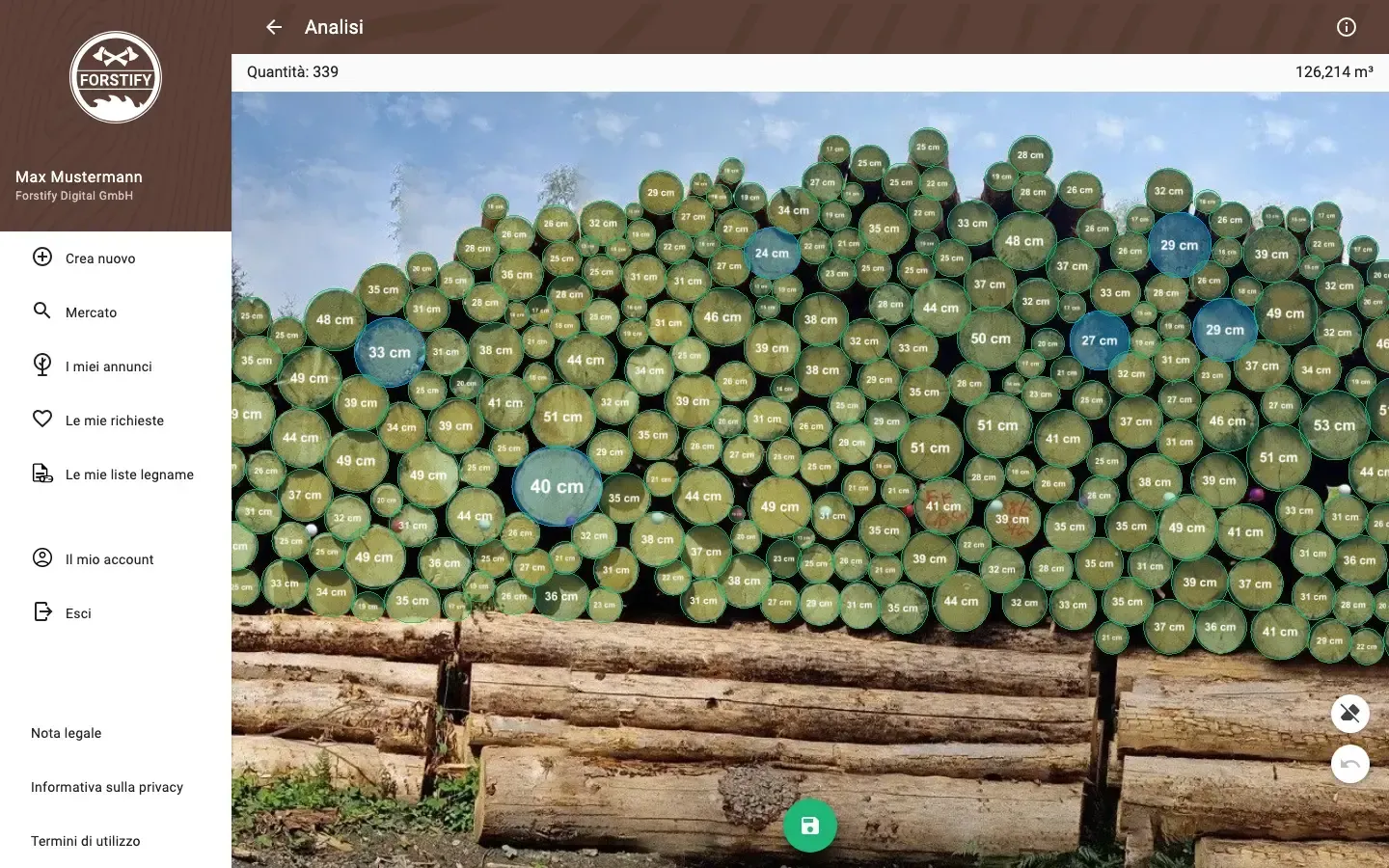 Forstify Measurement – AI-assisted log counting and measurement from a panorama photo