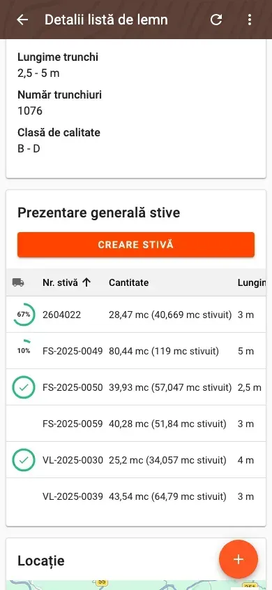 Prezentare generală a stivelor de lemn în detaliile listei de lemn