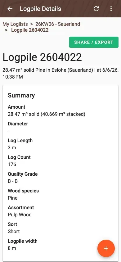 Summary of a log pile