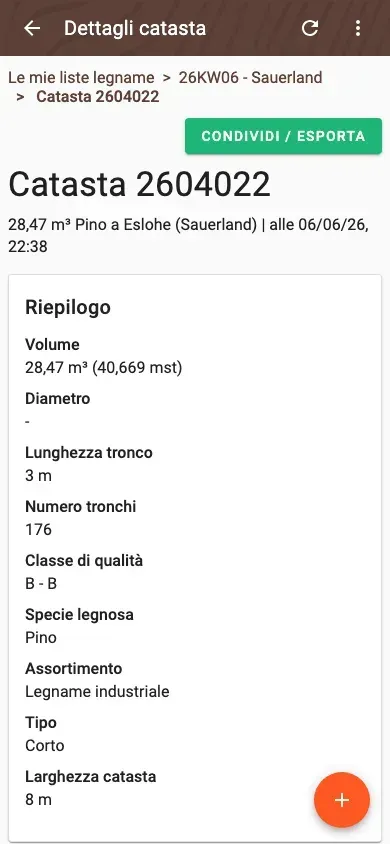 Riepilogo di una catasta