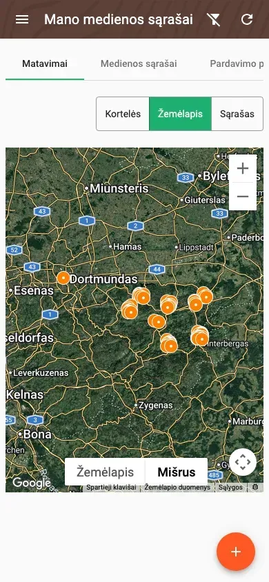 Visų matavimų žemėlapio vaizdas