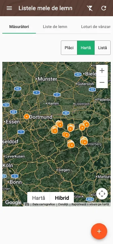 Vizualizare pe hartă a tuturor măsurătorilor