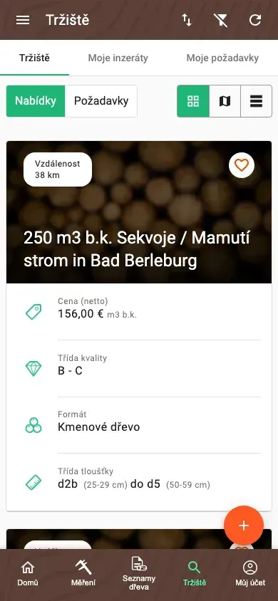 Uklizené Tržiště aplikace Forstify s jednotným zobrazením