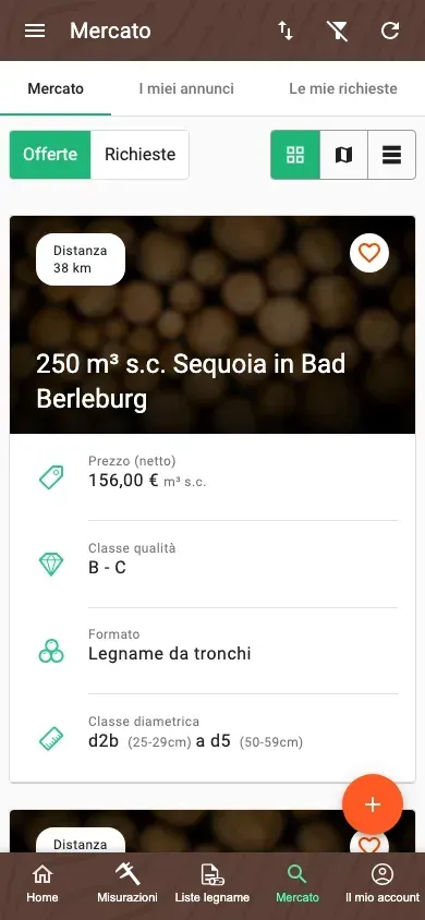 Mercato riordinato dell'app Forstify con una vista unificata