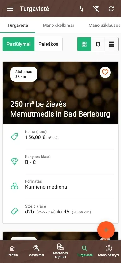 Sutvarkyta Forstify programėlės Turgavietė su vieningu rodiniu