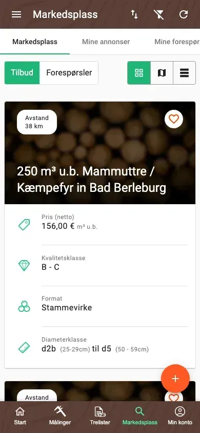 Ryddet Markedsplass i Forstify-appen med en enhetlig visning