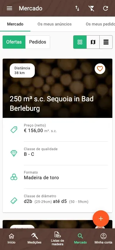 Mercado organizado da aplicação Forstify com uma vista unificada