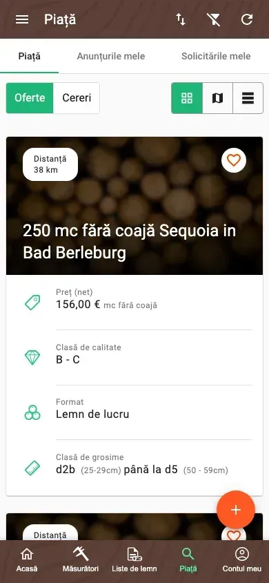 Piața ordonată a aplicației Forstify cu o vizualizare unificată