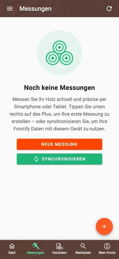 Geführter Leerzustand der Messungsübersicht mit Einstiegshilfen