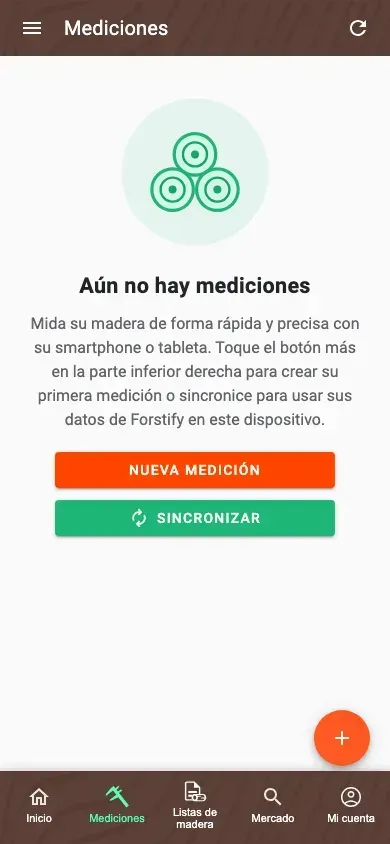 Estado vacío guiado de la vista general de Mediciones con ayuda de introducción