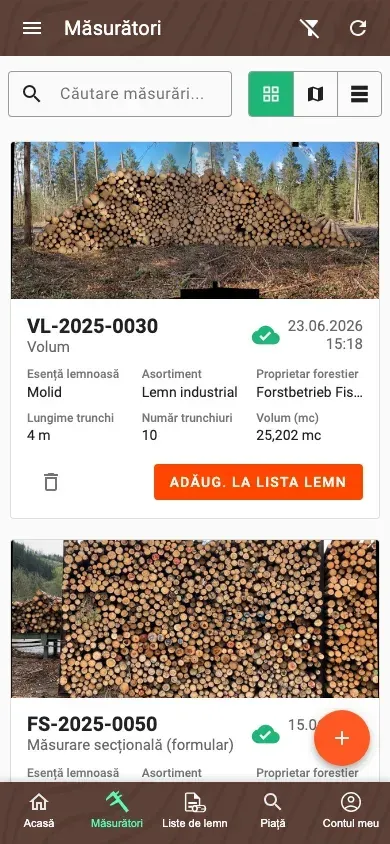 Prezentarea Măsurătorilor în noul aspect cu dale al aplicației Forstify