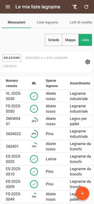 Selezione multipla con barra delle azioni