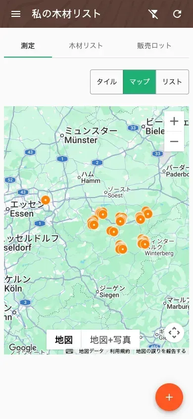 Map of measurements in satellite view