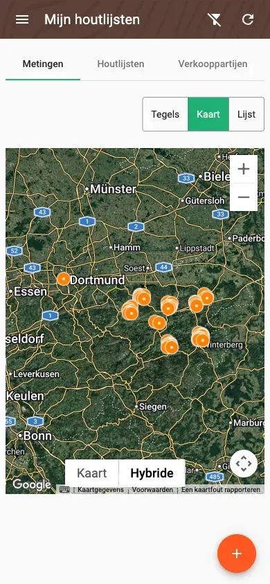 Map of measurements in satellite view