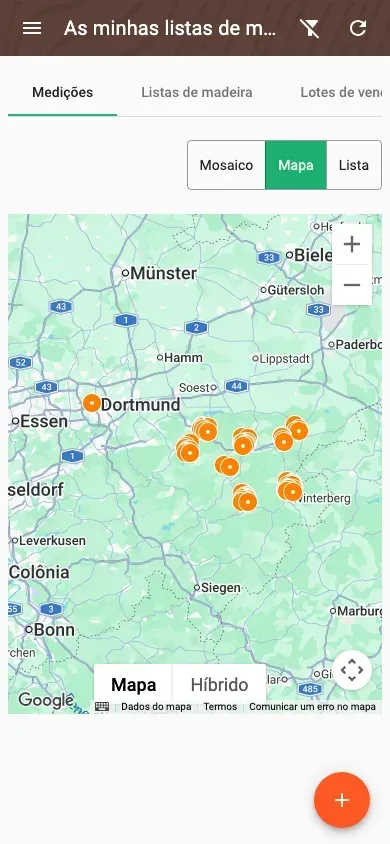 Map of measurements in satellite view