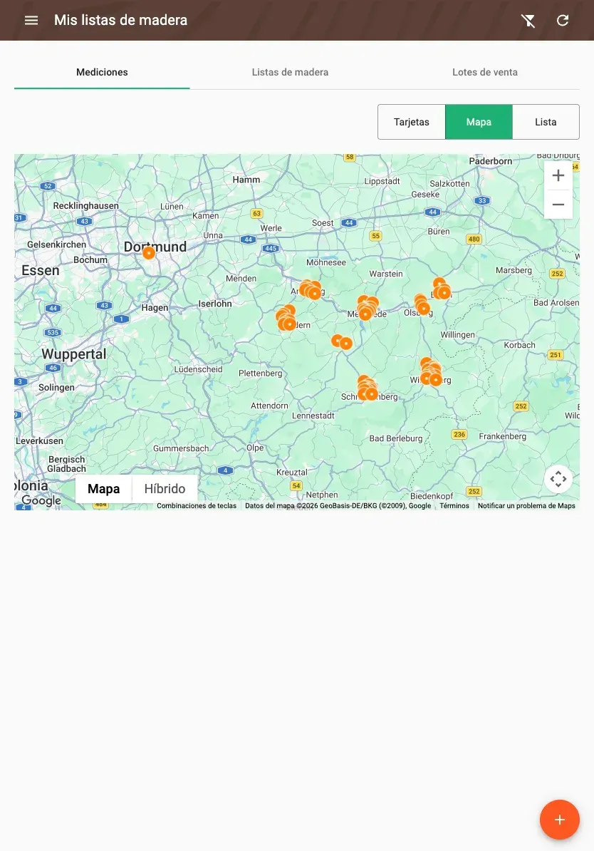 Map of measurements in satellite view