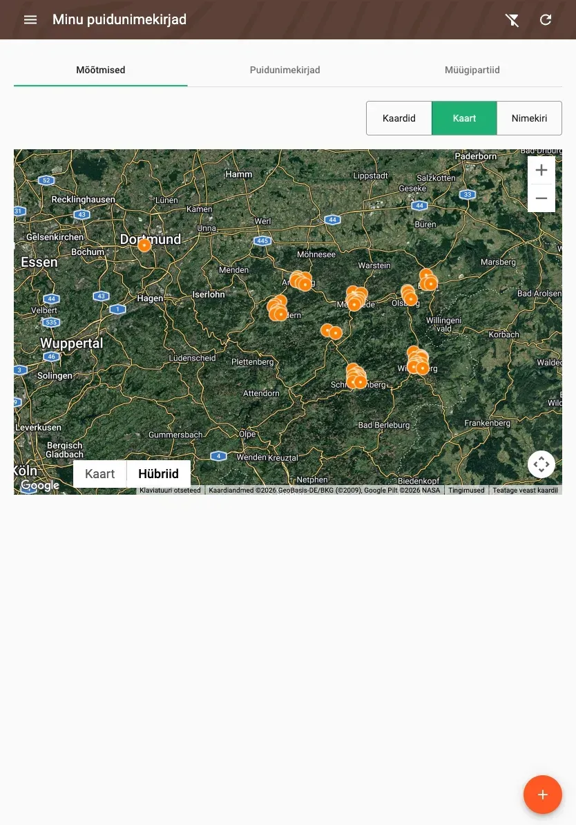 Map of measurements in satellite view