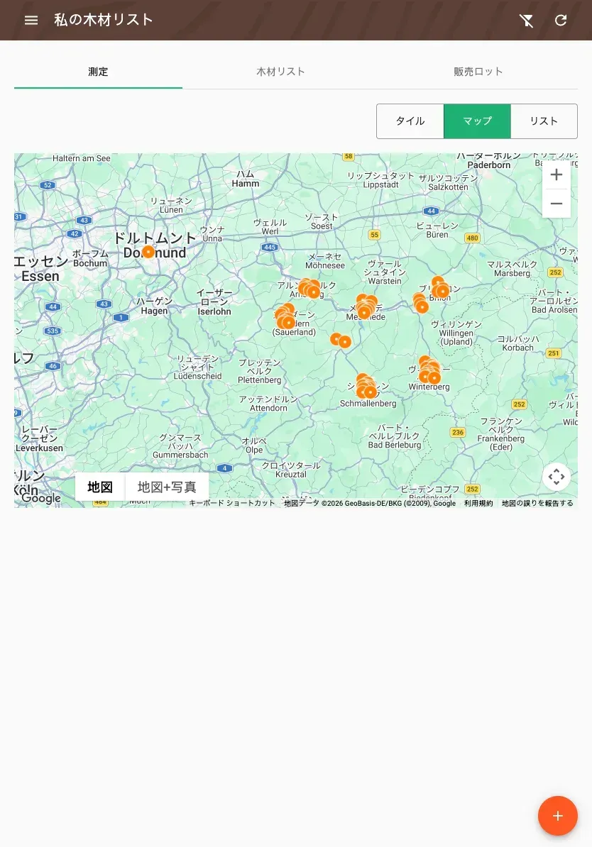 Map of measurements in satellite view