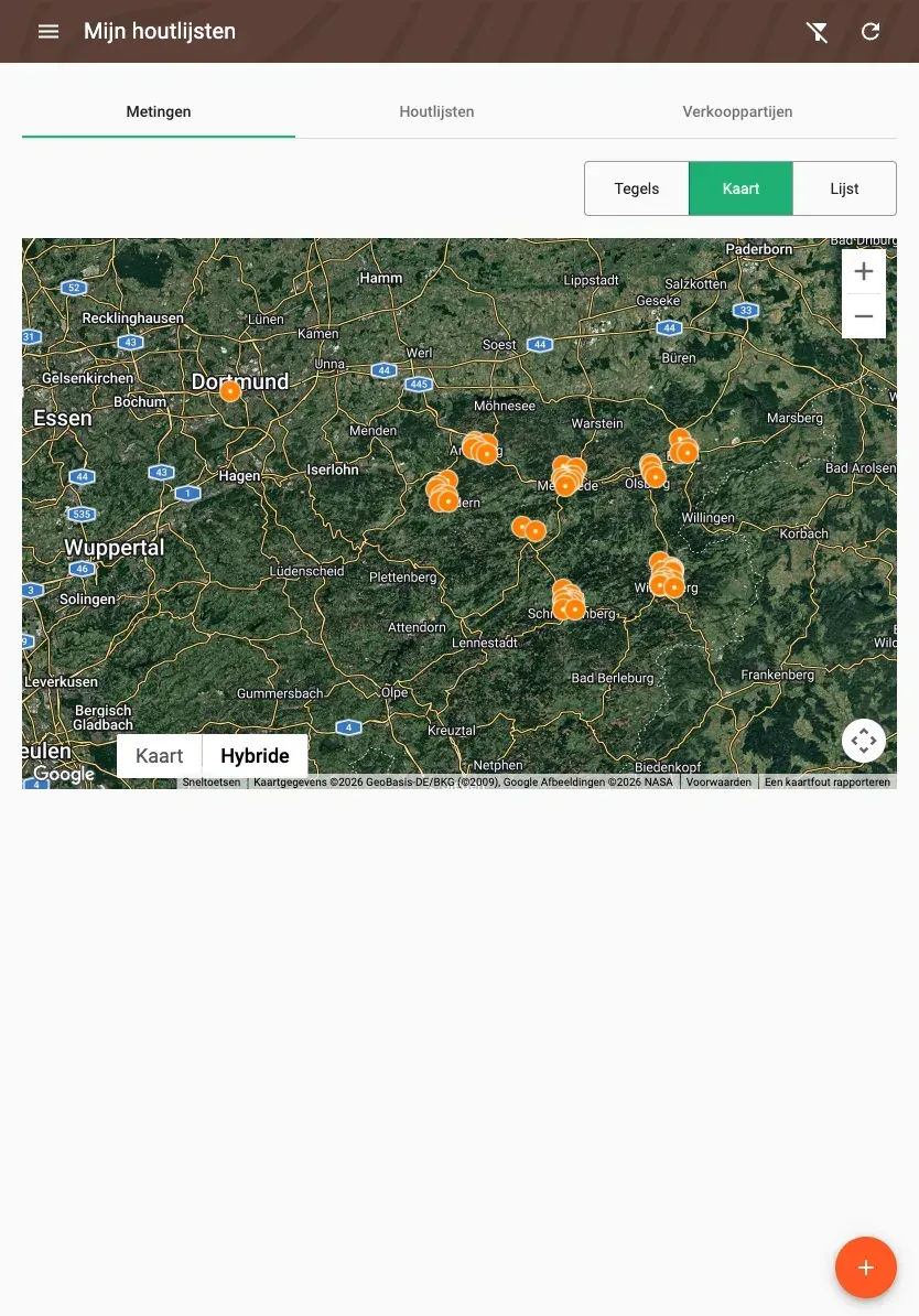 Map of measurements in satellite view