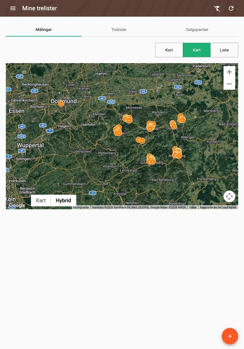 Map of measurements in satellite view