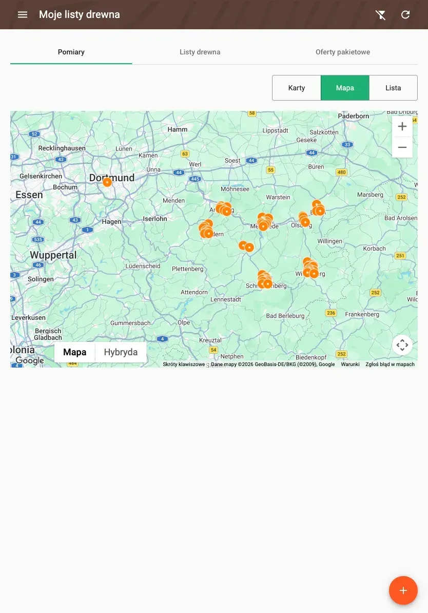 Map of measurements in satellite view