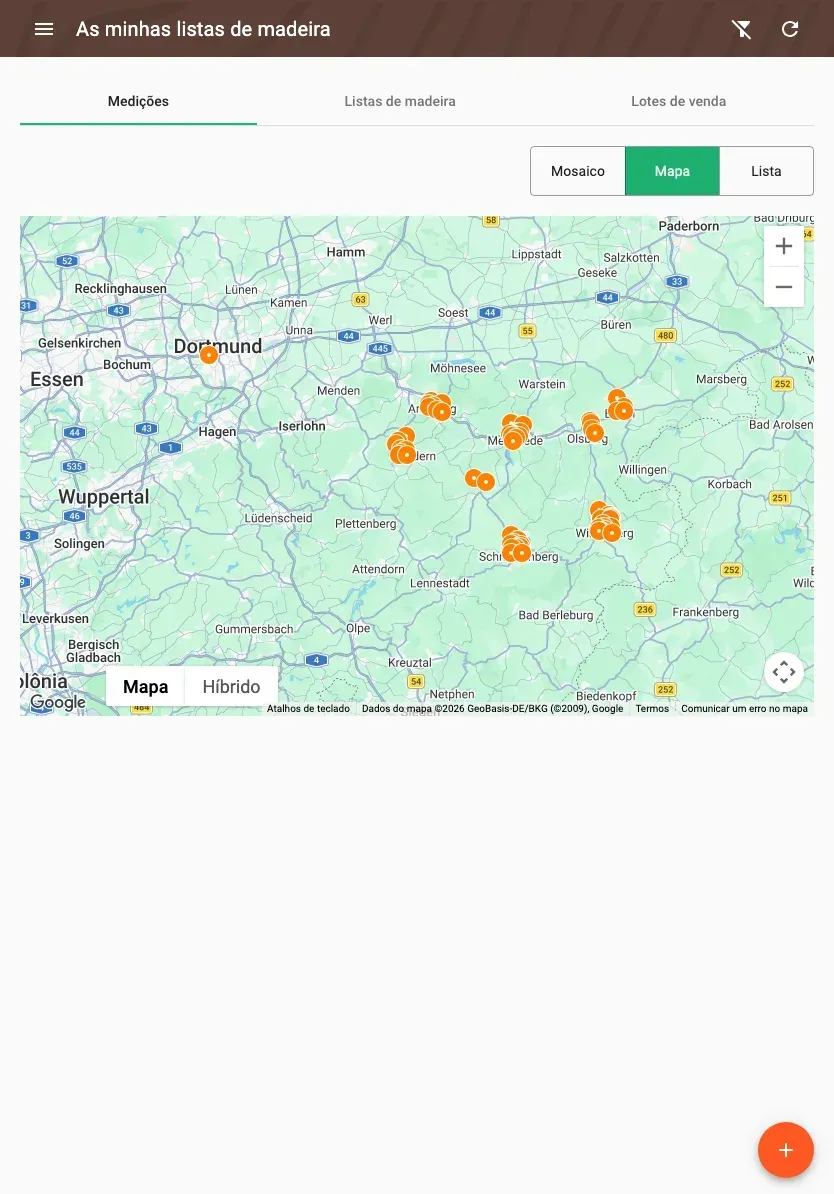 Map of measurements in satellite view
