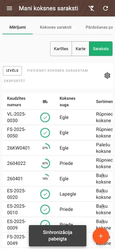 Mērījumu pārskats tabulā ar konfigurējamām kolonnām