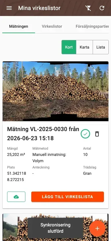Measurement overview with photos and filters in the Forstify app