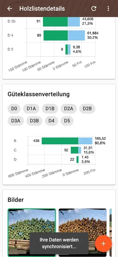 Güteklassenverteilung einer Holzliste