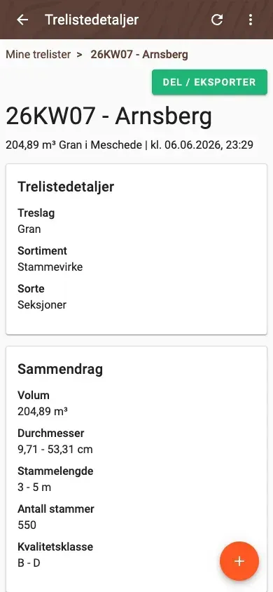 Fordeling av kvalitetsklasser i en tømmerliste