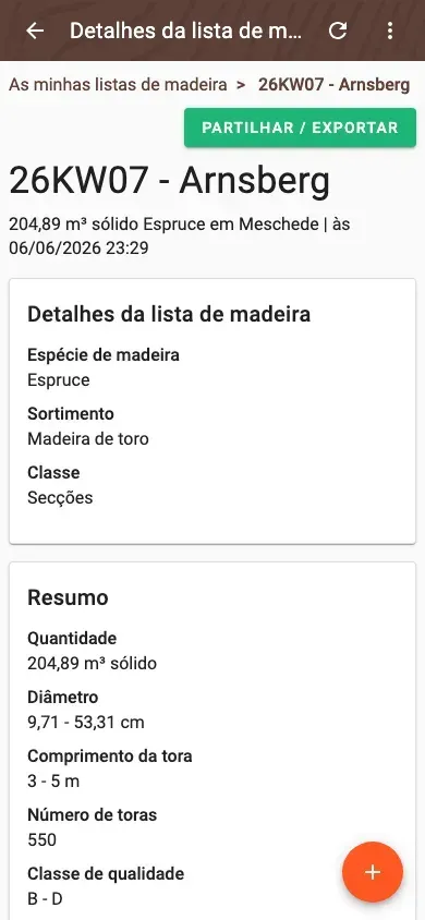 Distribuição das classes de qualidade de uma lista de madeira