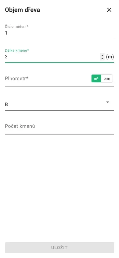 Nové měření objemu se zadáváním prm