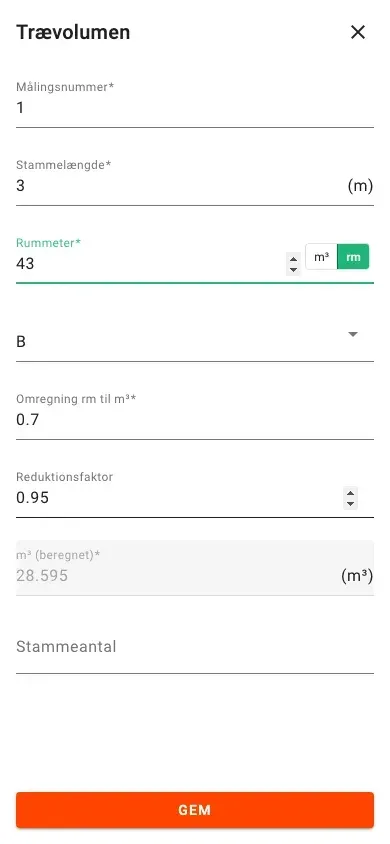 Ny volumenmåling med rm-input