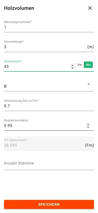 Neue Volumen-Messung mit Rm-Eingabe