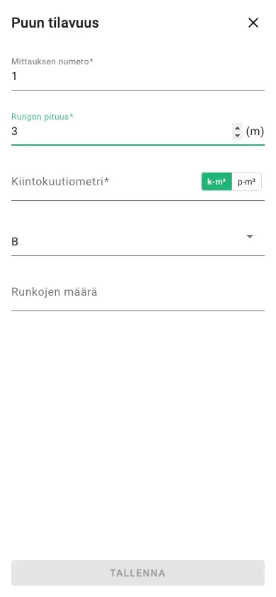 Uusi tilavuusmittaus p-m³-syötteellä