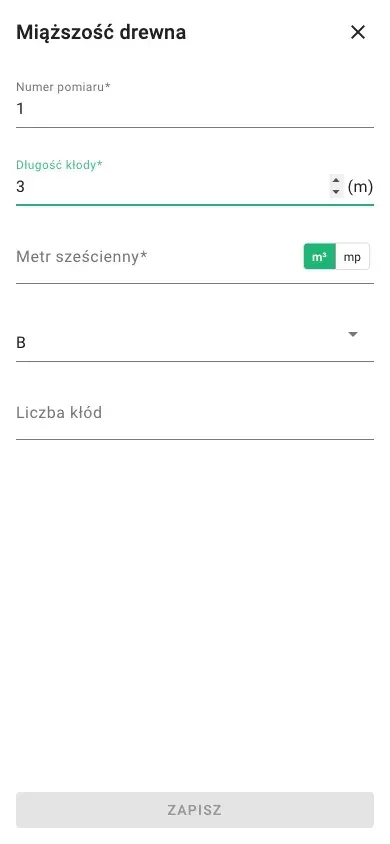 Nowy pomiar objętości z wprowadzaniem mp