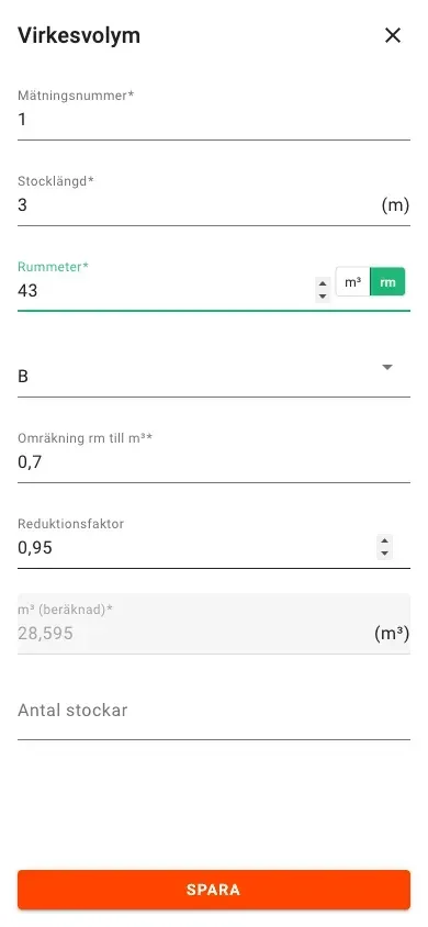 Ny volymmätning med rm-inmatning