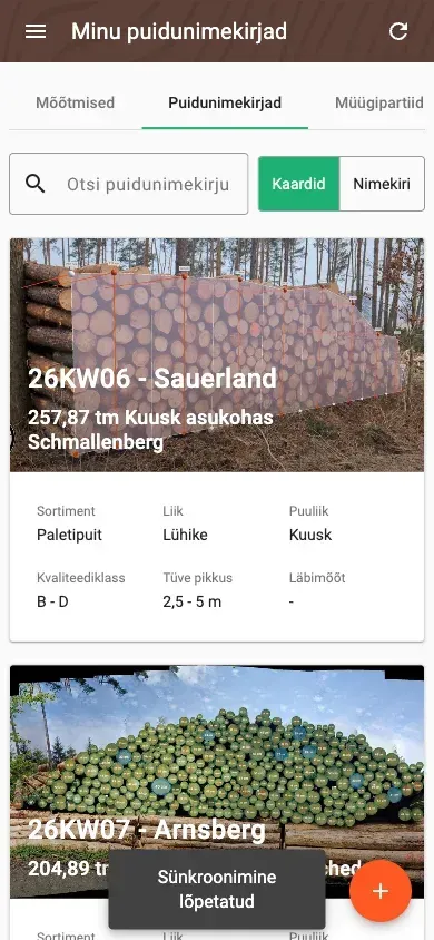 Puidunimekirjade ülevaade otsinguga